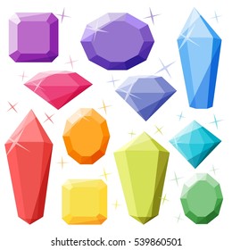 Editable Cute Diamonds Isolated on a White Background