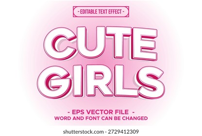 Editable Cute Girls Text Effect – Feminine Vector Font in Pink 3D Style