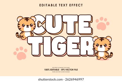 Editable cute tiger text effect, with cute tiger characters