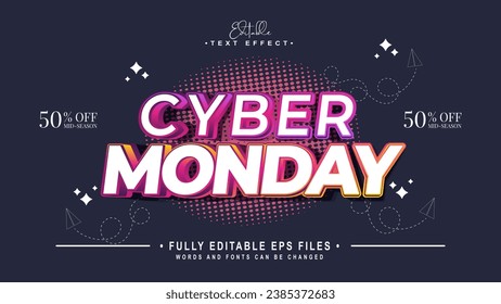 editable editable cyber monday 3d text effect design.typhography logo
