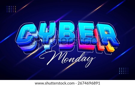 editable cyber monday 3d vector text effect with modern style