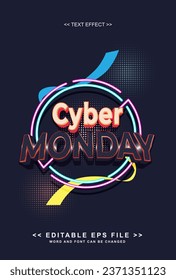 editable cyber monday banner text effect.typhography logo