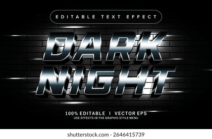 efeito de texto de vetor noite escura editável com design de estilo moderno