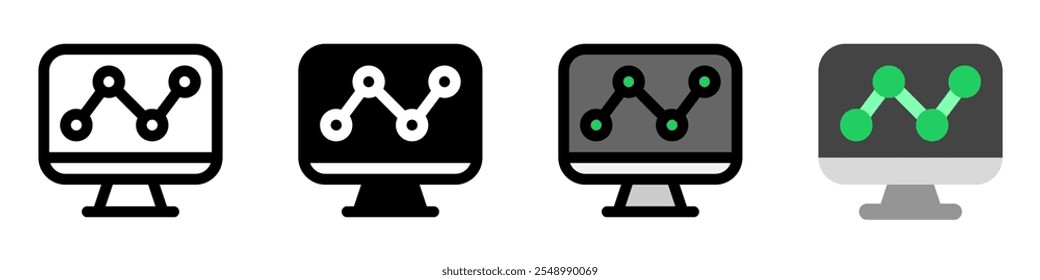 Painel de controle editável, computador, ícone de vetor de gráfico. SEO, marketing, negócios. Parte de uma grande família de conjuntos de ícones. Perfeito para interfaces web e app, apresentações, infográficos, etc