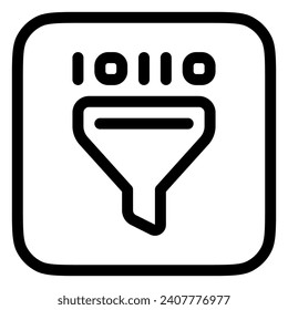 Editable data filter, binary vector icon. AI technology, artificial intelligence, computer. Part of a big icon set family. Perfect for web and app interfaces, presentations, infographics, etc