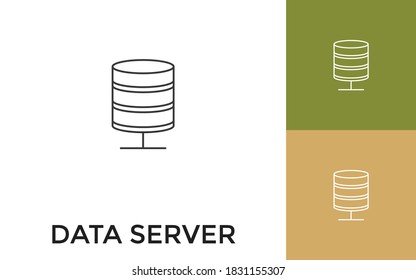 Editable Data Server Thin Line Icon with Title. Useful For Mobile Application, Website, Software and Print Media.