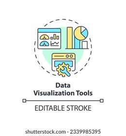 Editable data visualization tools concept thin line icon, isolated vector representing data democratization.