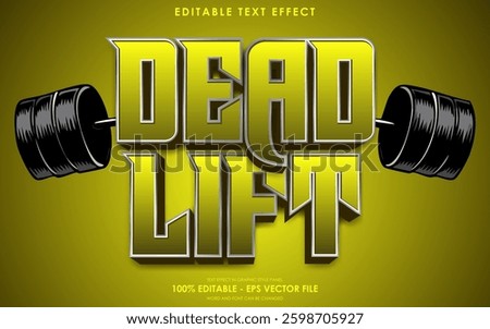 Editable Deadlift Text Effect, with illustration of barbell
