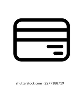 Tarjeta de débito editable, tarjeta de crédito, icono del vector de pago. Parte de una familia de iconos grandes. Finanzas, negocios, inversión, contabilidad. Perfecto para interfaces web y de aplicaciones, presentaciones, infografías, etc