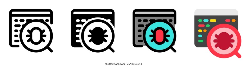 Editable debugging, bug search vector icon. Part of a big icon set family. Perfect for web and app interfaces, presentations, infographics, etc