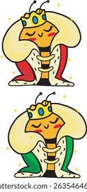 ilustração vetorial de abelha rainha decorada editável com fundo transparente