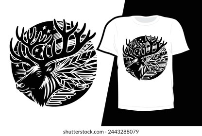 Editable deer hunting tee, white shirt with black design