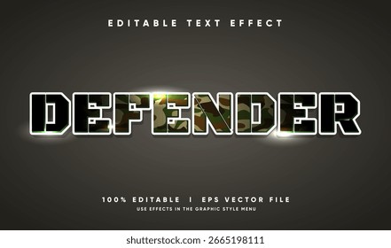 editable defender vector text effect with modern style