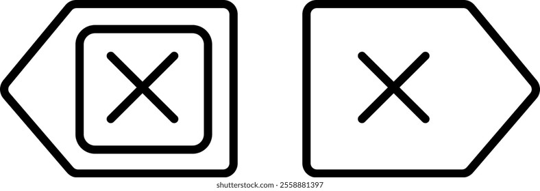 "Editable Delete and Backspace Vector Icon with Minimalist Design"