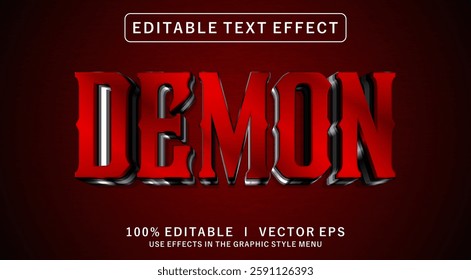 editable demon 3d vector text effect with modern style design
