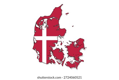 Mapa editável da Dinamarca com bandeira nacional