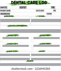 Editable Dental Care Log Book Patient Diagnosis Record Book