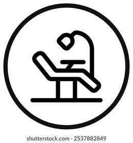 Bearbeitbarer Zahnarztstuhl, Vektorsymbol. Zahnmedizin, Gesundheitswesen, Medizin. Teil einer großen Ikone-Set-Familie. Perfekt für Web- und App-Schnittstellen, Präsentationen, Infografiken usw.