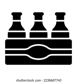 Editable design of beer crate, beer bottles inside the box