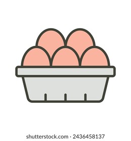 Editable design of eggs tray in trendy style, poultry product vector