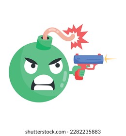 An editable design of gun bomb, flat sticker  