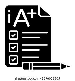 Editable design icon of A+ grade, result sheet concept 