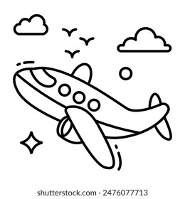 An editable design icon of airplane
