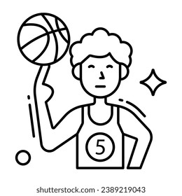 An editable design icon of basketball player 