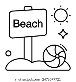 Editable design icon of beach board