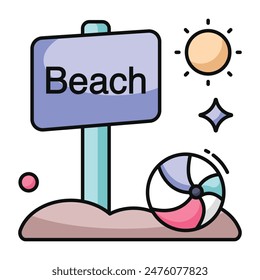 Editable design icon of beach board