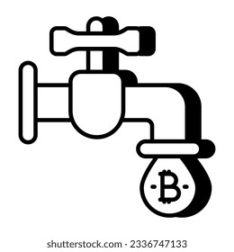 Un icono de diseño editable del grifo de bitcoin 