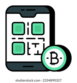Un icono de diseño editable del código qr de bitcoin 