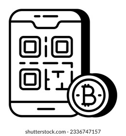 An editable design icon of bitcoin qr code 
