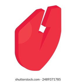 An editable design icon of broken shield