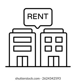 Editable design icon of building for rent