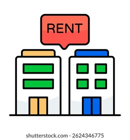 Editable design icon of building for rent