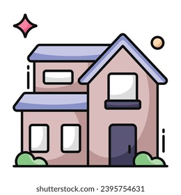 Editable design icon of bungalow