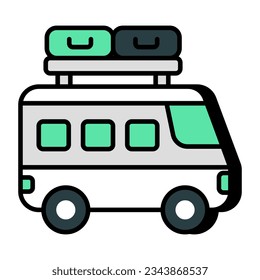 An editable design icon of camping van