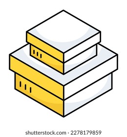 An editable design icon of cartons