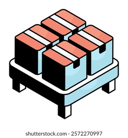 An editable design icon of cartons