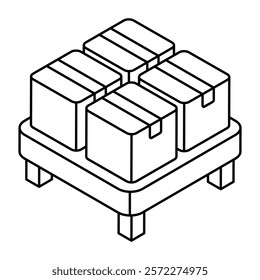 An editable design icon of cartons