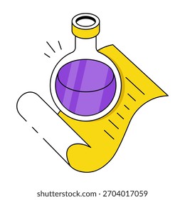 Un icono de diseño editable de frasco químico que muestra el concepto de experimento 