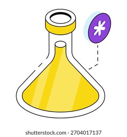 Un icono de diseño editable de frasco químico que muestra el concepto de experimento 