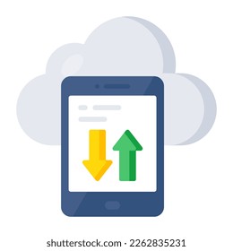 Editable design icon of cloud data transfer