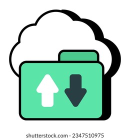 Editable design icon of cloud folder transfer