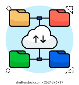 Editable design icon of cloud folder transfer
