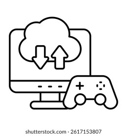 Editable design icon of cloud game transfer