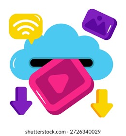 Icono de diseño editable de Descarga de medios en la nube 