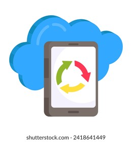 An editable design icon of cloud mobile recycling 
