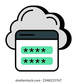 Editable design icon of cloud password